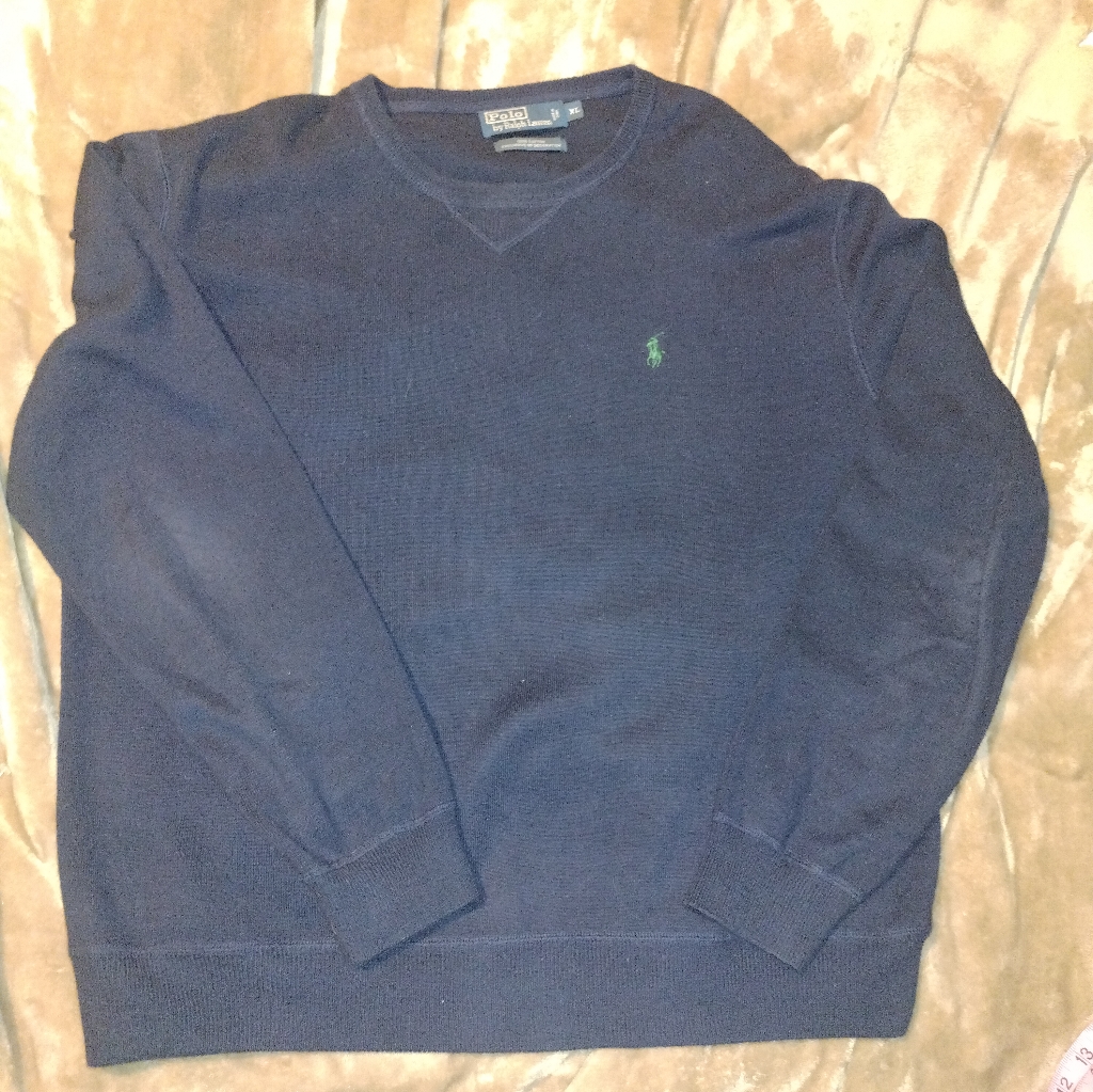 Polo Ralph Lauren Crewneck Sweater Xl Men Blue Green Pony. 100% Cotton